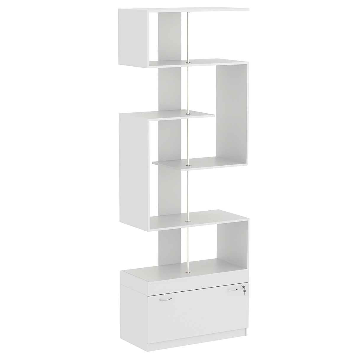 Стеллаж серии КУБ S-образный №4 с нижним накопителем Серый