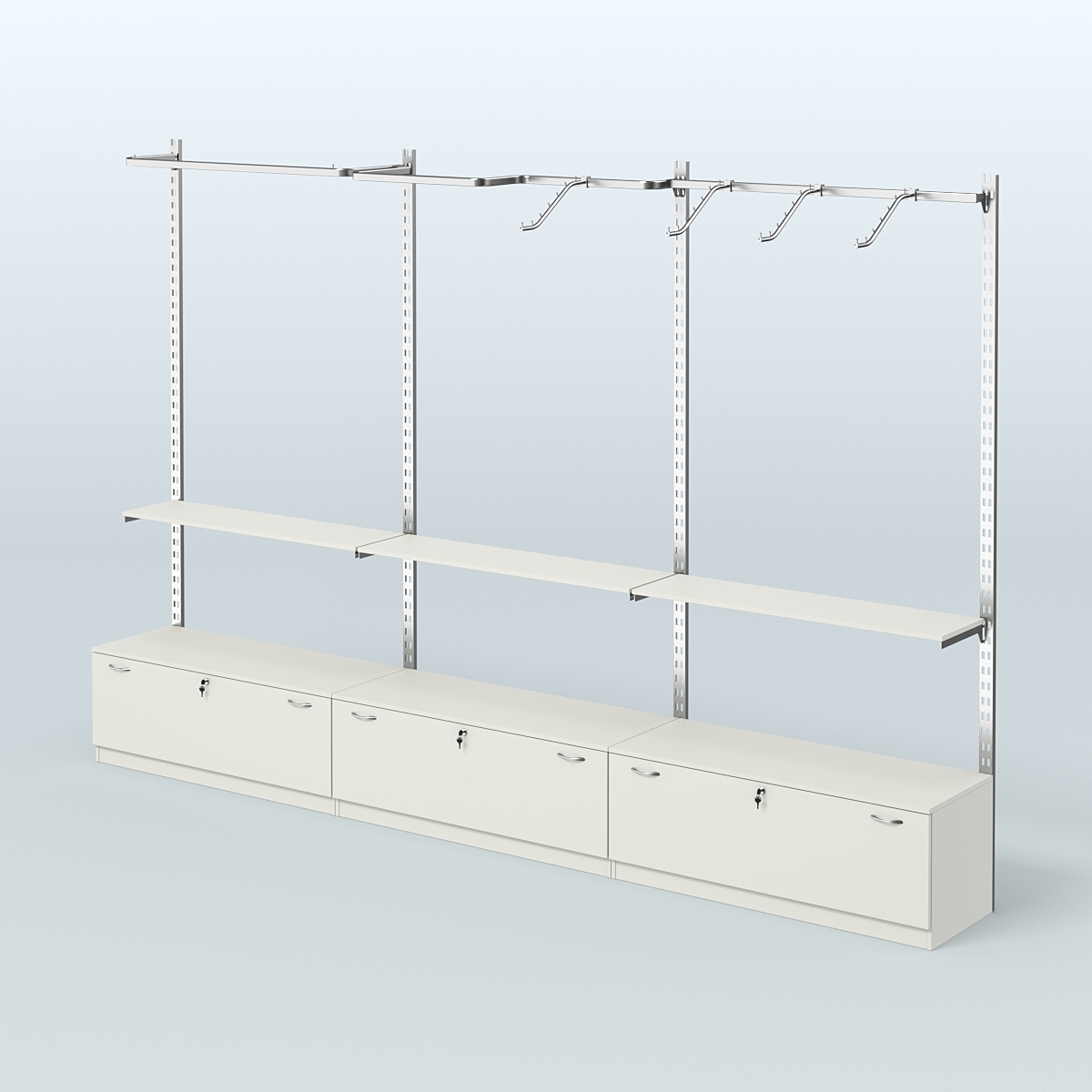Система ГЛОБАЛ с разными видами поручней и полками с тумбами Т11 №3 (3600 мм) Белый