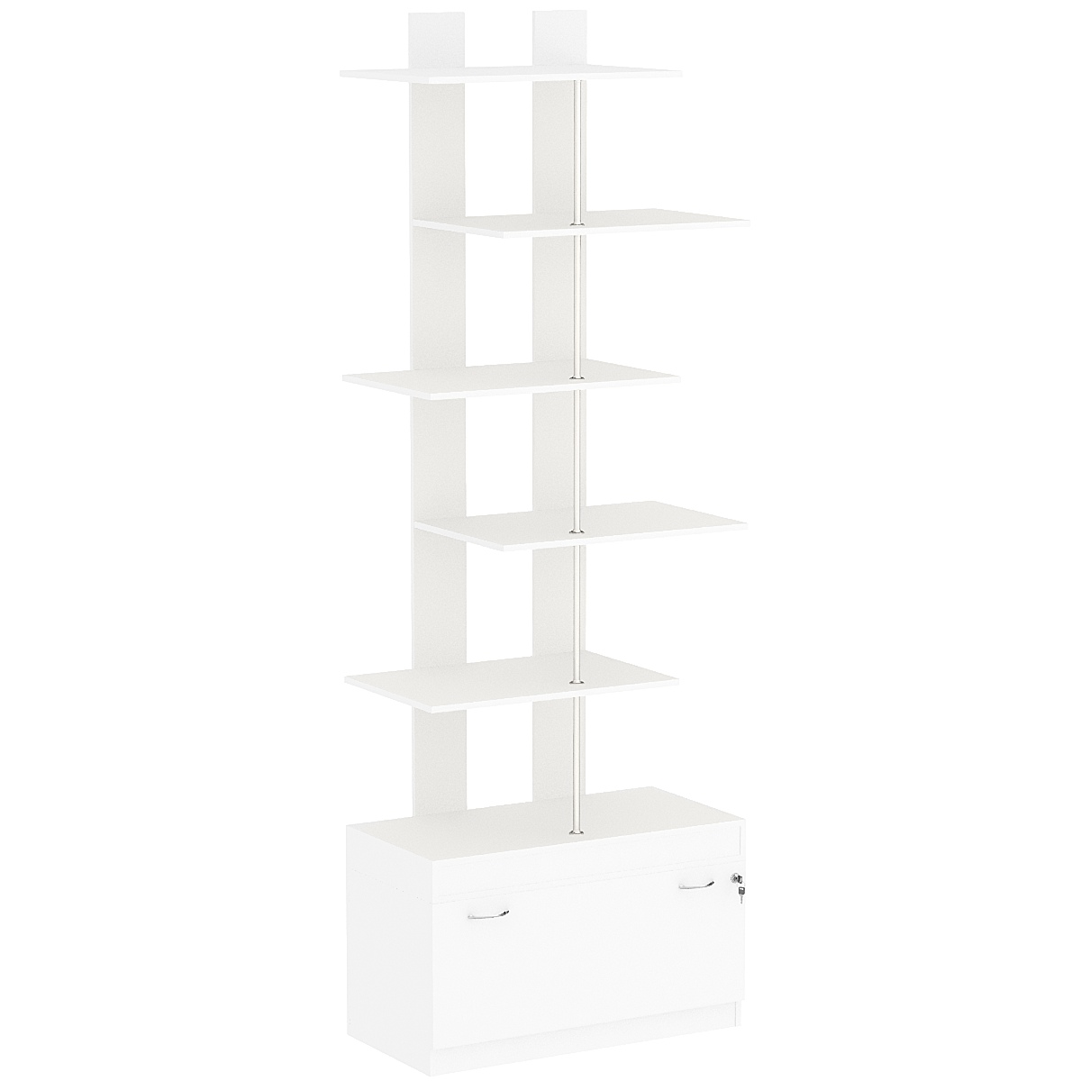 Стеллаж серии КУБ №5 с четырьмя полками высокий Белый