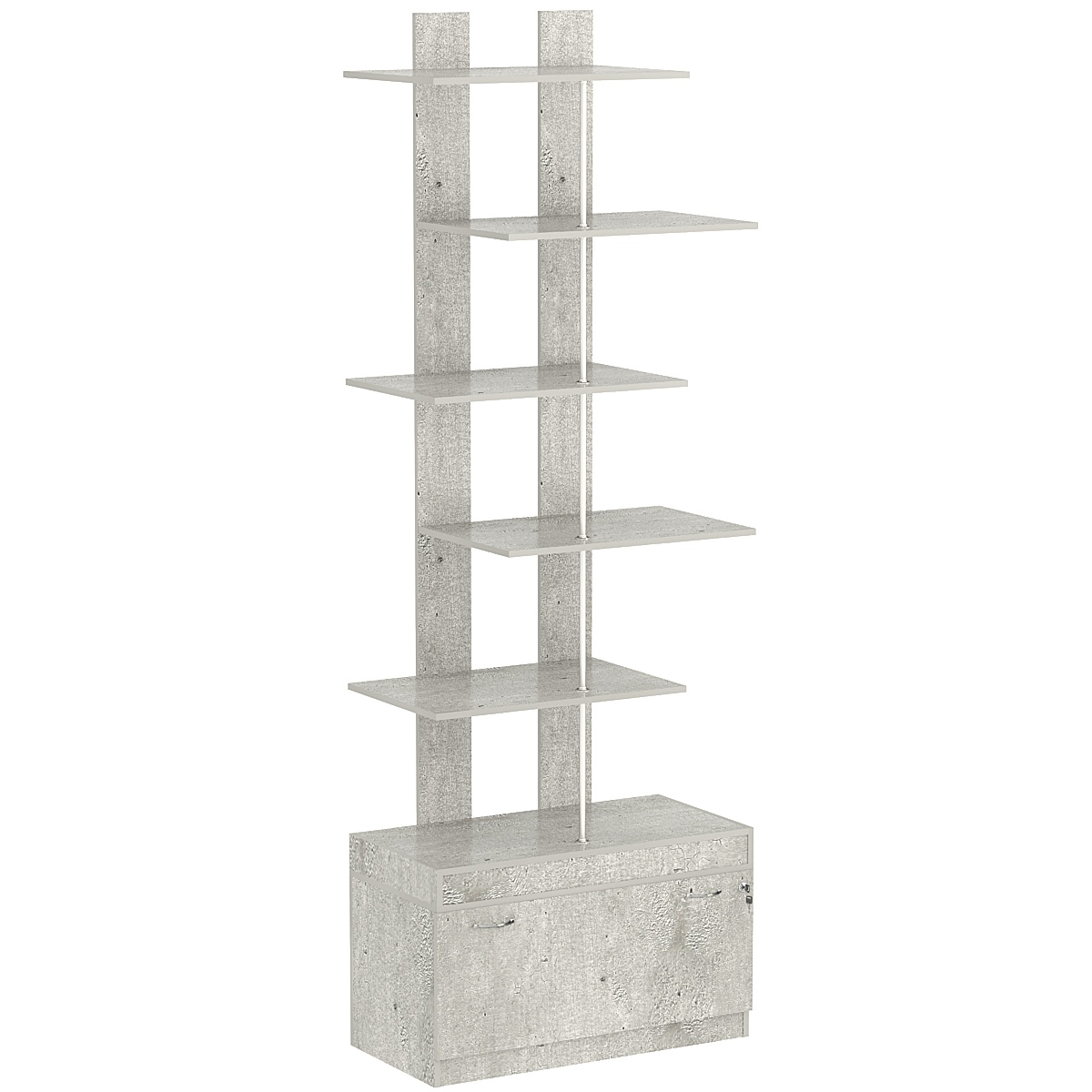 Стеллаж серии КУБ №5 с четырьмя полками высокий Метрополитан Грей