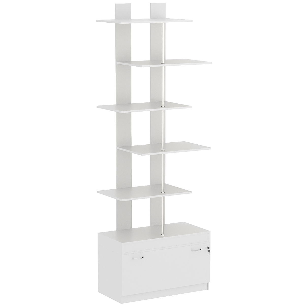 Стеллаж серии КУБ №5 с четырьмя полками высокий Серый