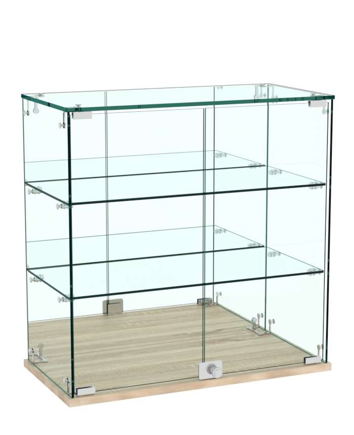 Витрина Истра настольная №24 (задняя стенка - зеркало) Дуб сонома