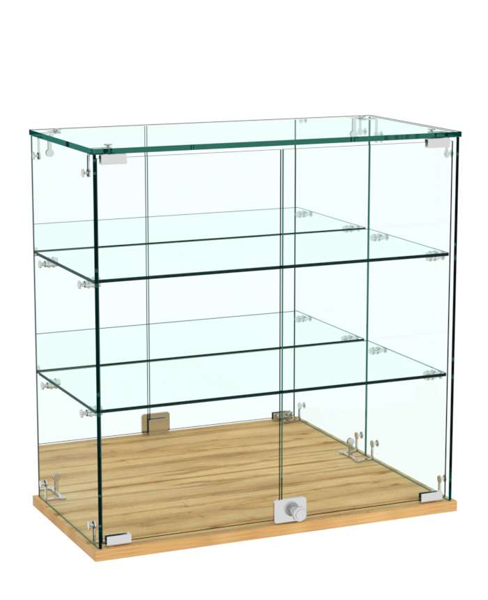 Витрина Истра настольная №24 (задняя стенка - зеркало) Дуб Золотистый