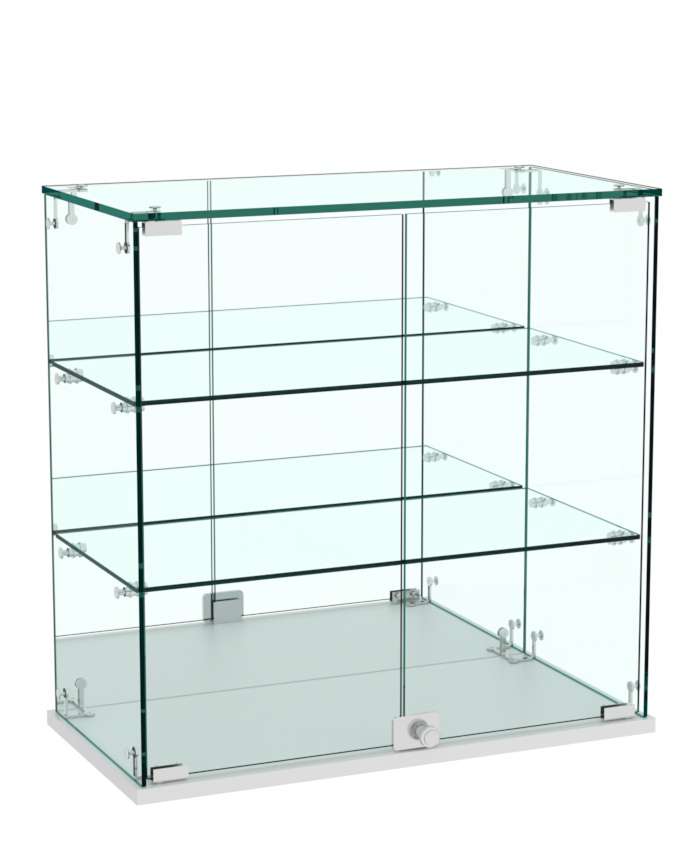 Витрина Истра настольная №24 (задняя стенка - зеркало) Серый