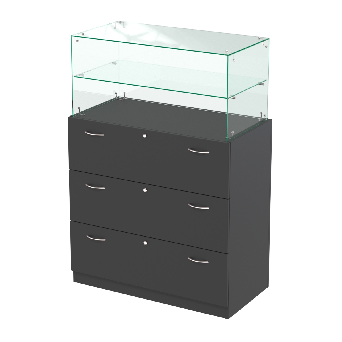 Прилавок из ДСП и стекла с выдвижными ящиками Селена-1 Черный