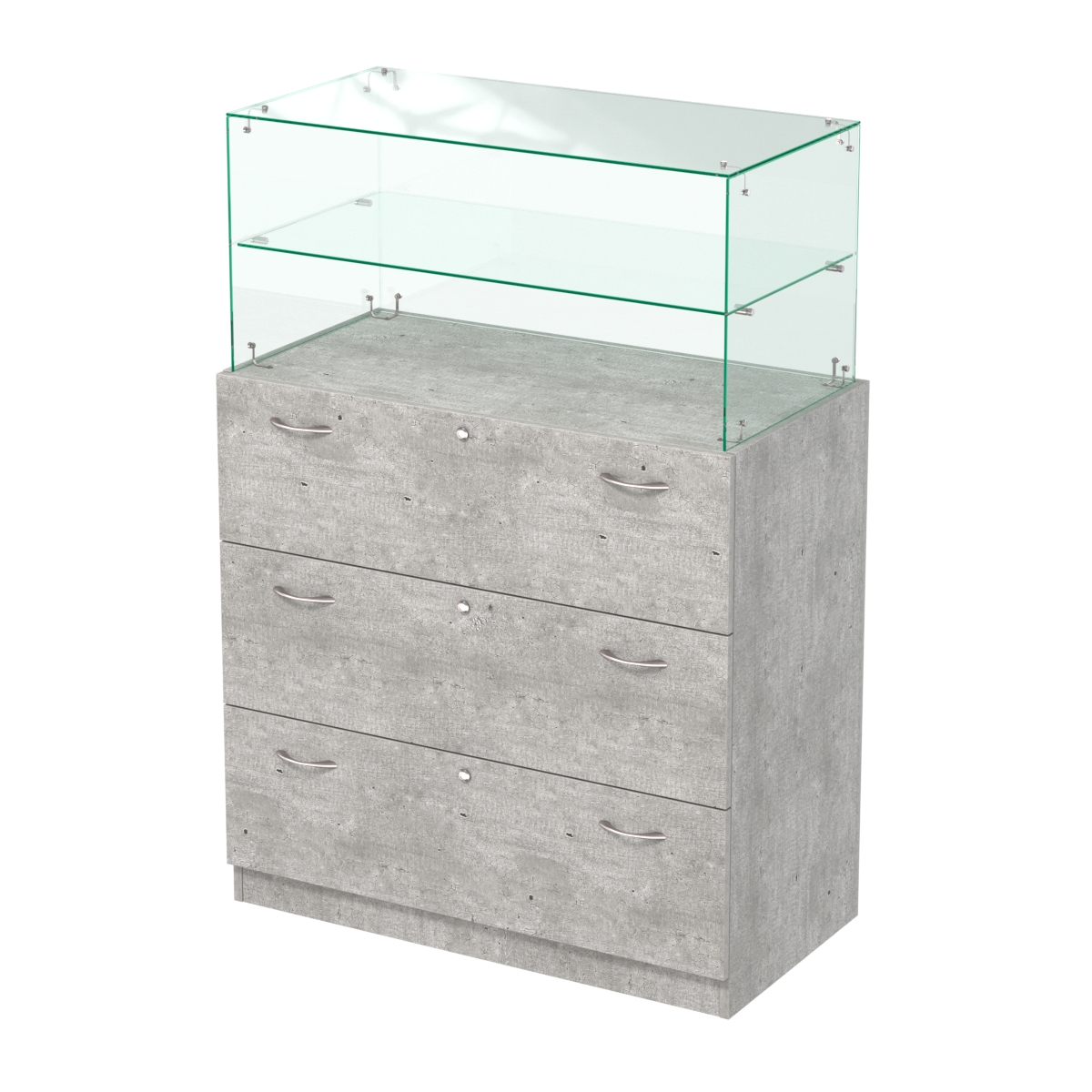 Прилавок из ДСП и стекла с выдвижными ящиками Селена-1 Метрополитан Грей