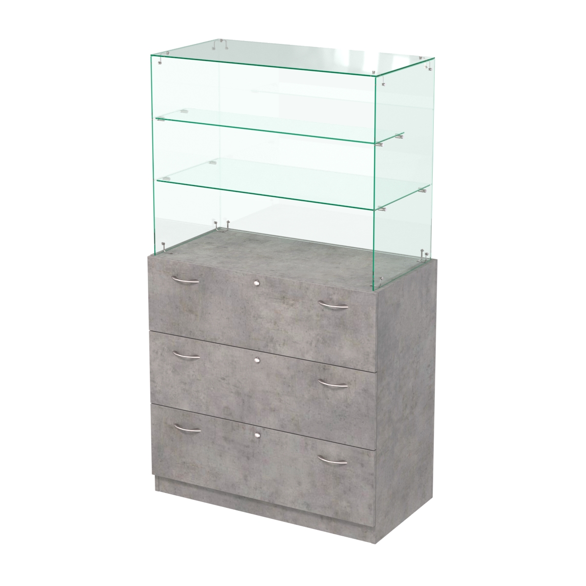 Открытый прилавок с выдвижными ящиками Селена-2 Бетон Чикаго светло-серый F186 ST9