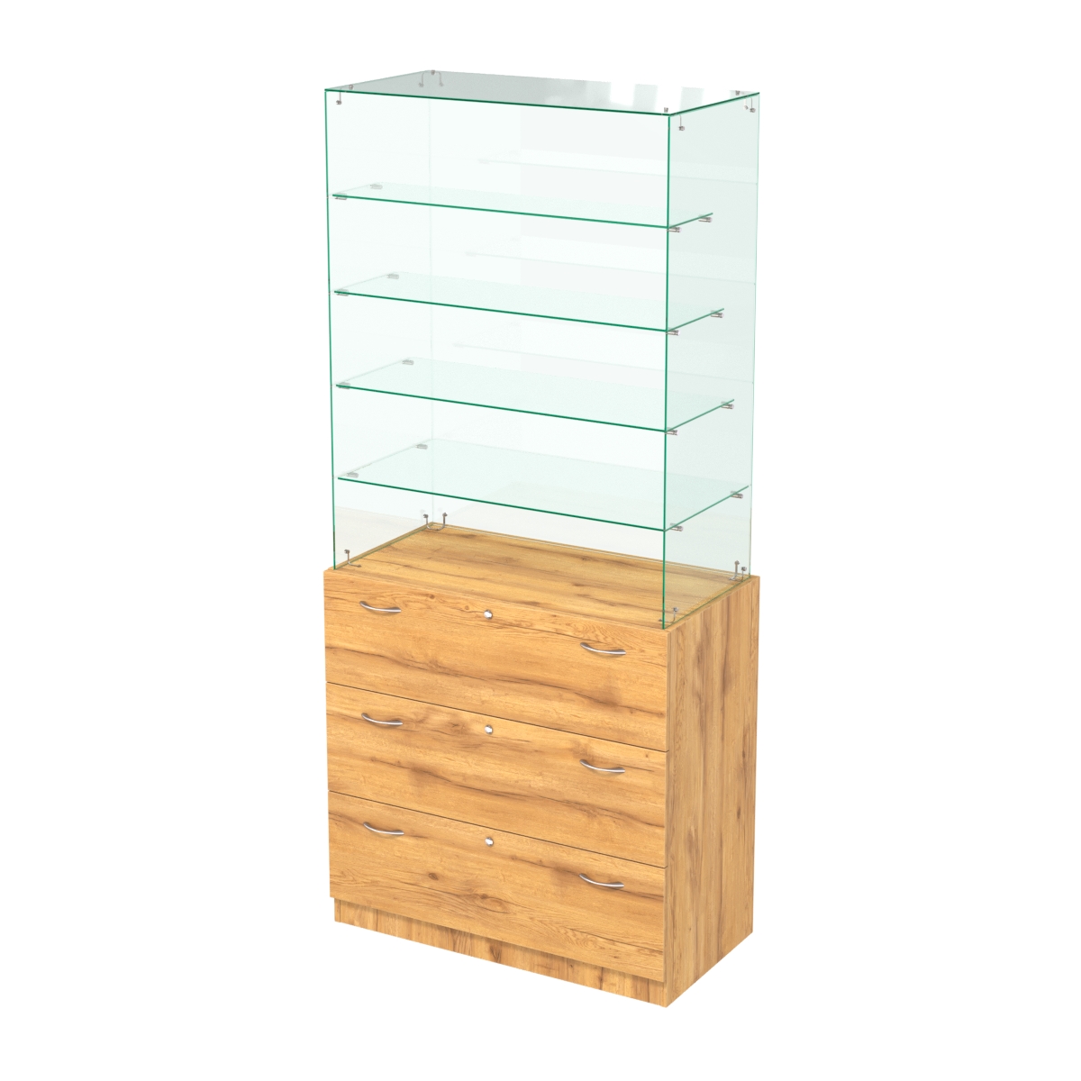 Прилавок с верхним стеклянным каркасом Селена-9 Дуб Золотистый