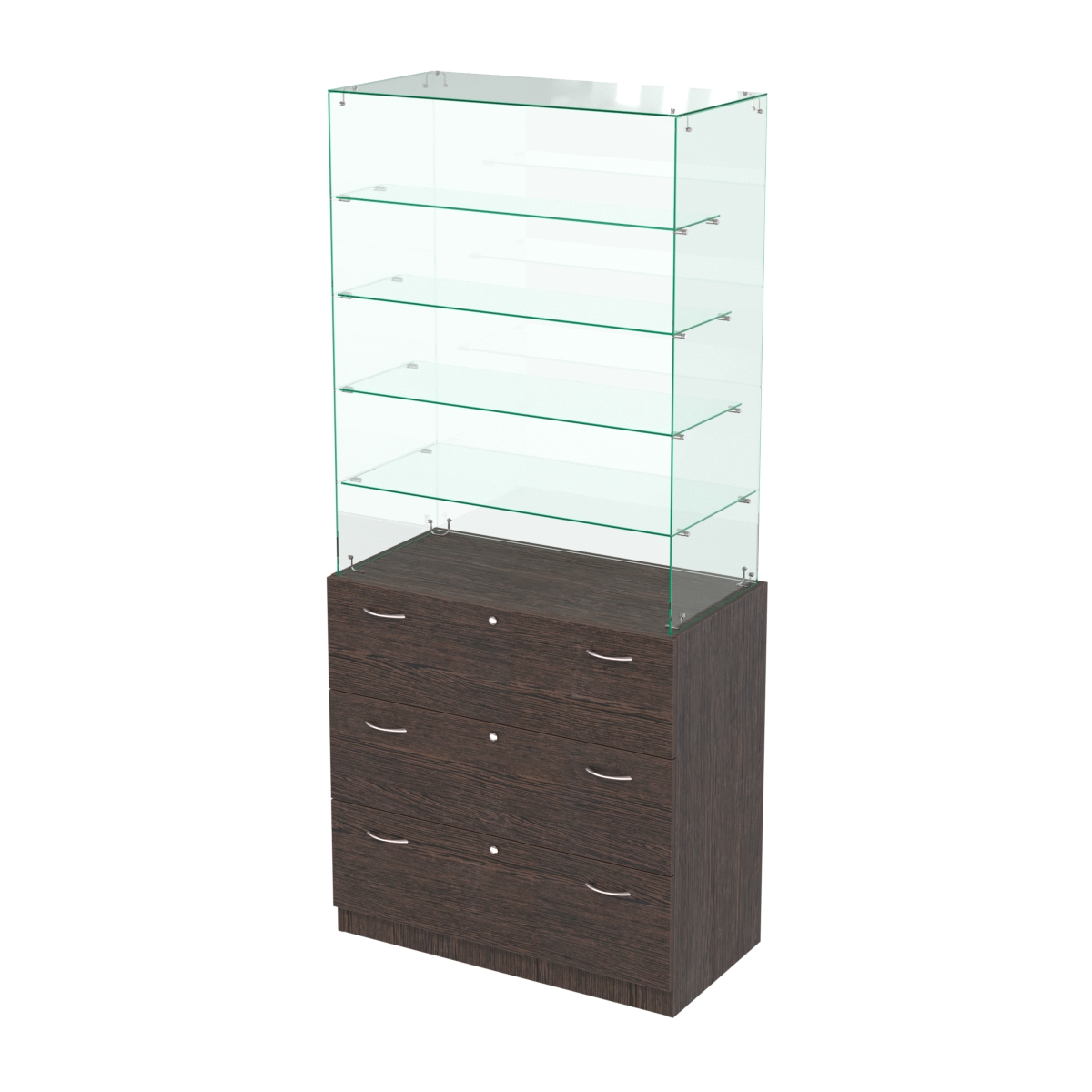 Прилавок с верхним стеклянным каркасом Селена-9 Дуб Венге