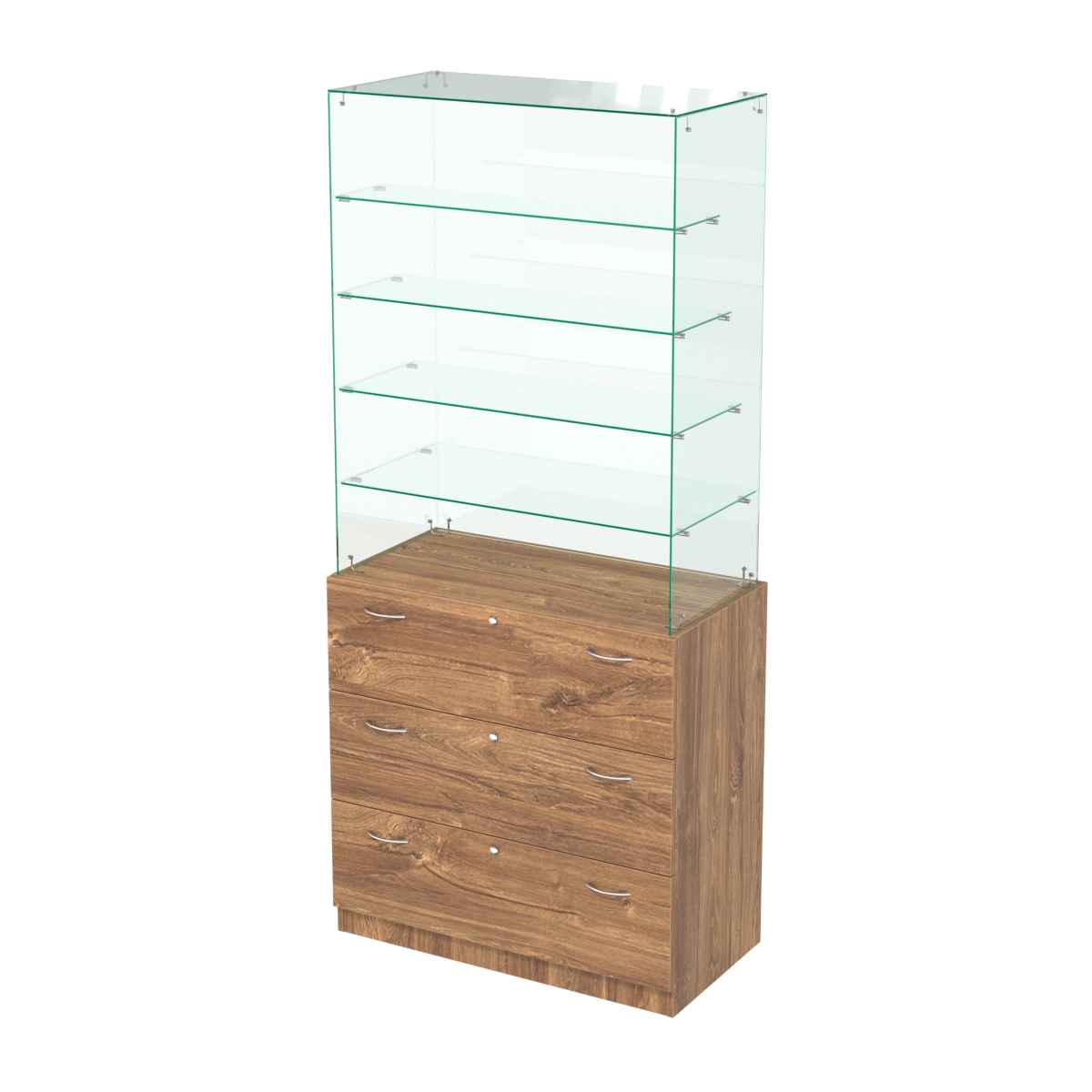 Прилавок с верхним стеклянным каркасом Селена-9 Дуб Канзас коричневый