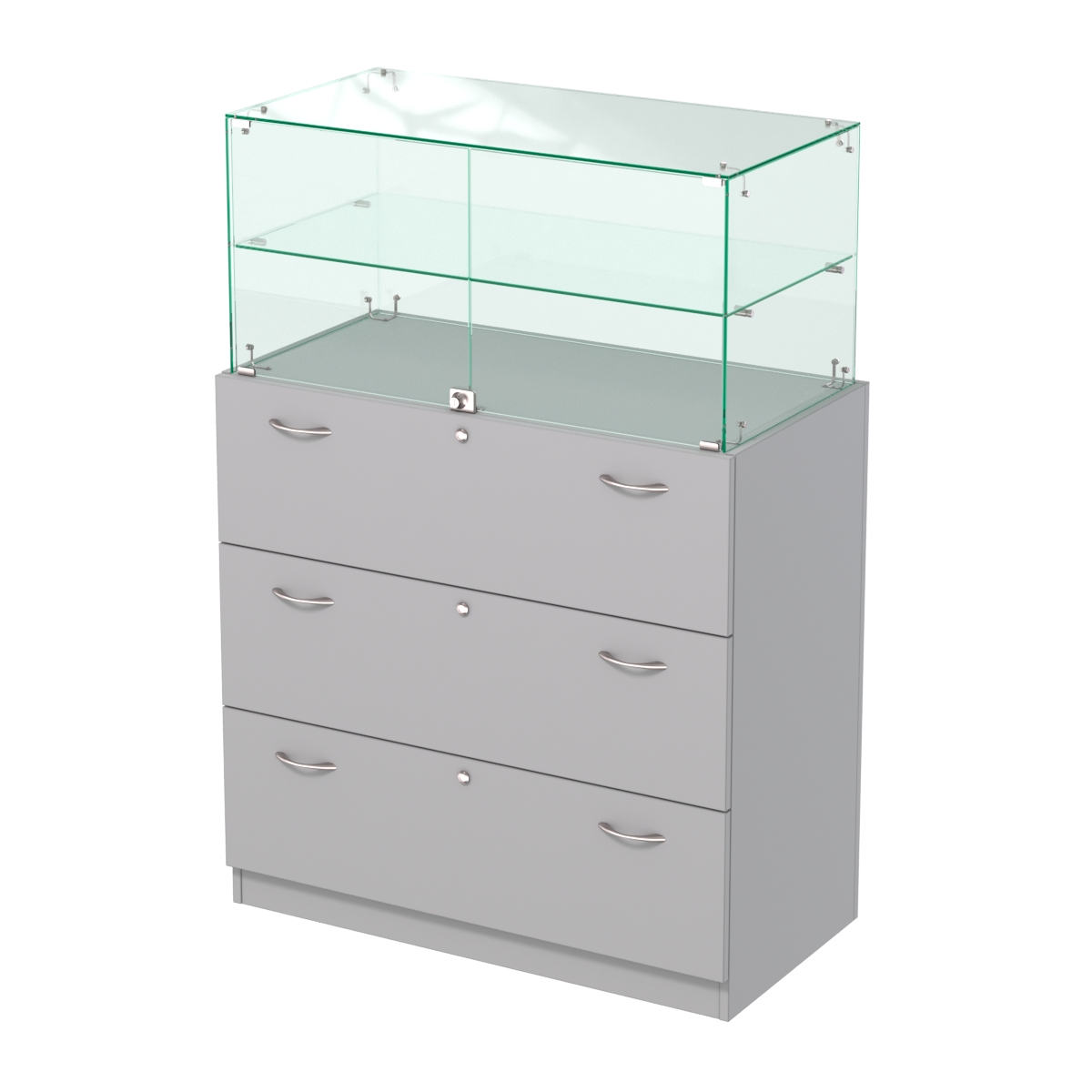 Прилавок с распашными дверками в стеклянной части Селена-101 Серый