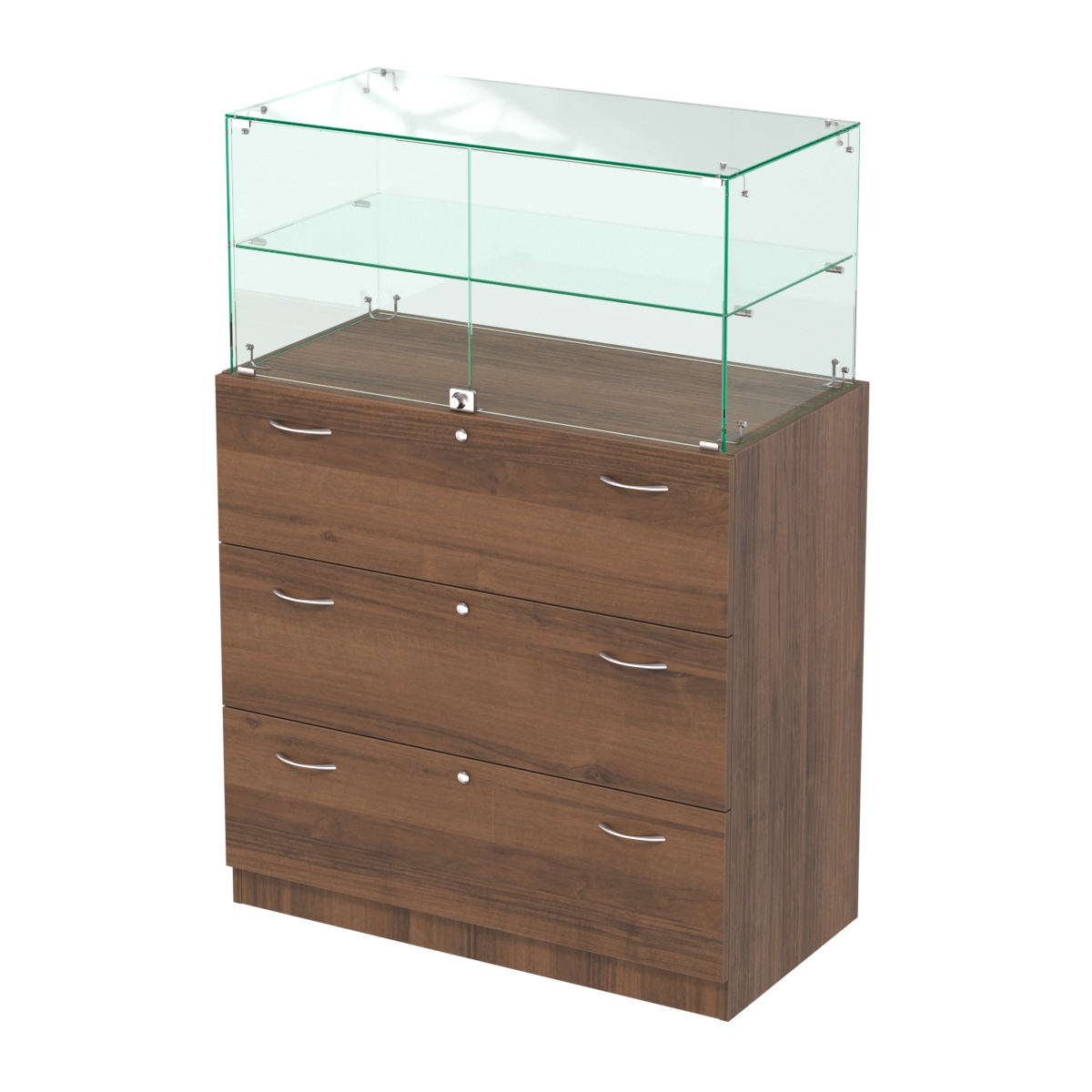 Прилавок с распашными дверками в стеклянной части Селена-101 Орех