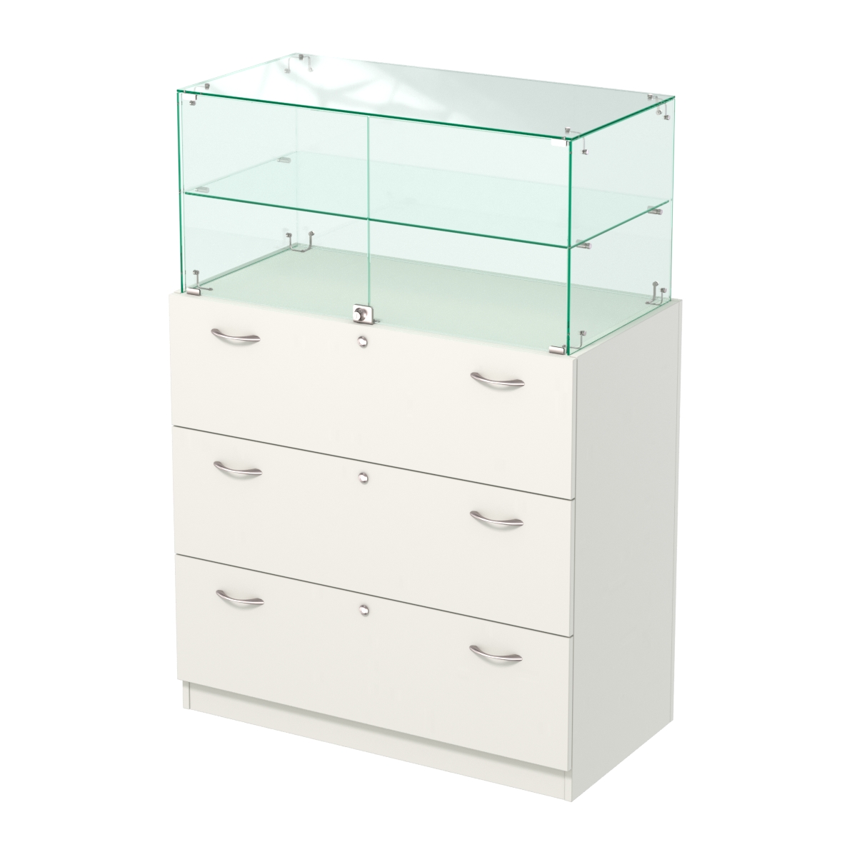 Прилавок с распашными дверками в стеклянной части Селена-101 Белый