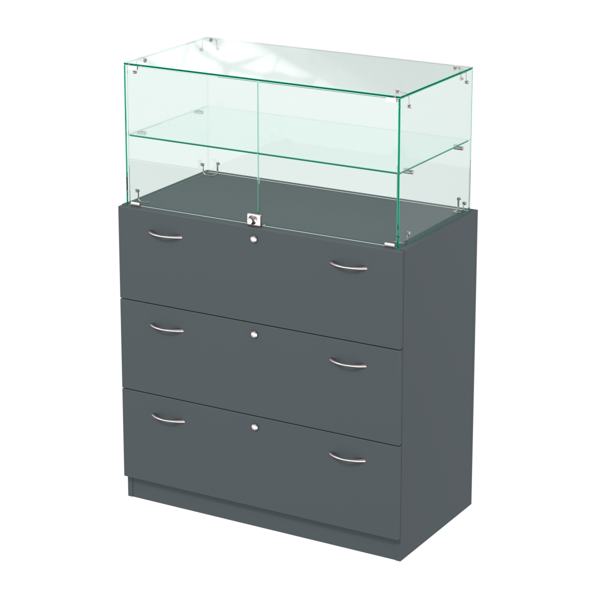 Прилавок с распашными дверками в стеклянной части Селена-101 Темно-Серый