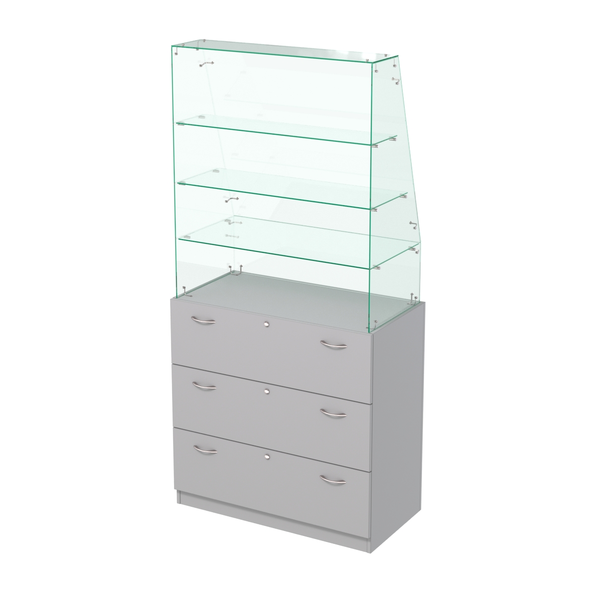 Прилавок с наклонным фасадным стеклом Селена-15 Серый