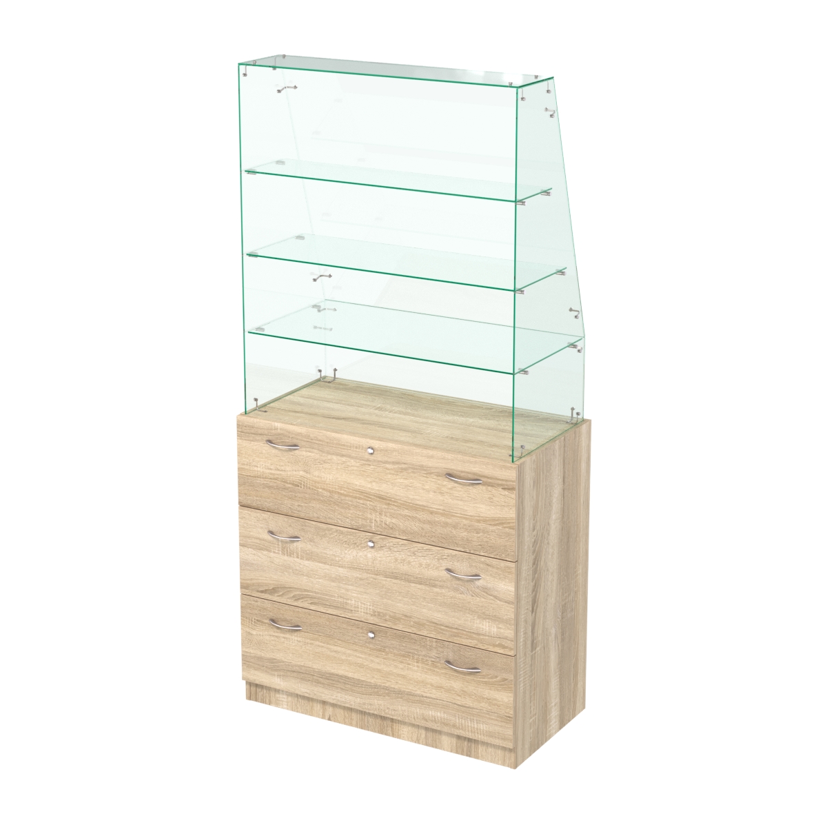 Прилавок с наклонным фасадным стеклом Селена-15 Дуб сонома