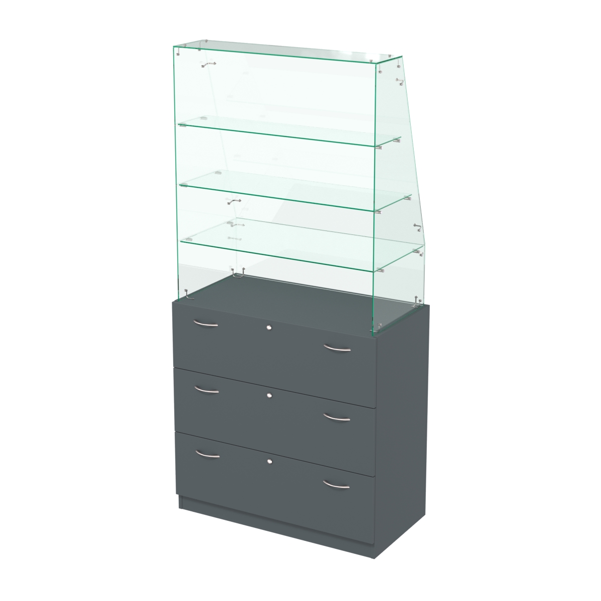 Прилавок с наклонным фасадным стеклом Селена-15 Темно-Серый