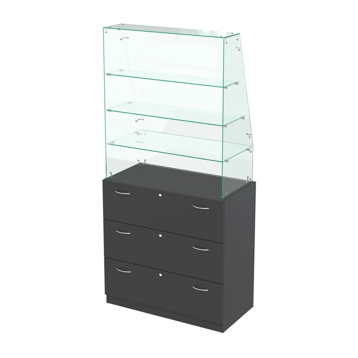 Прилавок с наклонным фасадным стеклом Селена-15 Черный