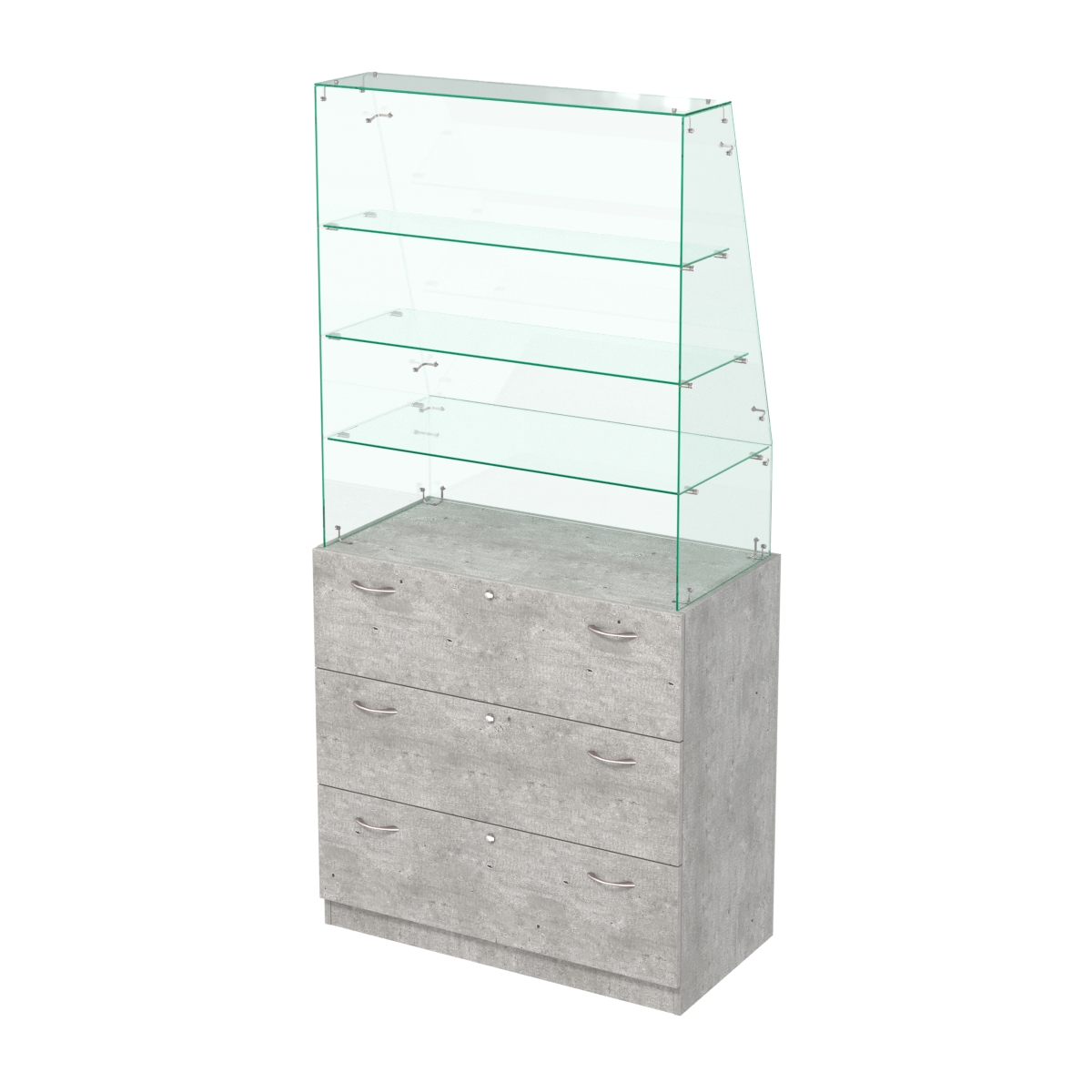 Прилавок с наклонным фасадным стеклом Селена-15 Метрополитан Грей