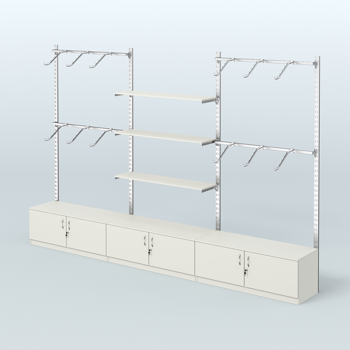 Система ГЛОБАЛ с поручнями под хром, полками и тумбами Т21 №6 (3600 мм) Белый