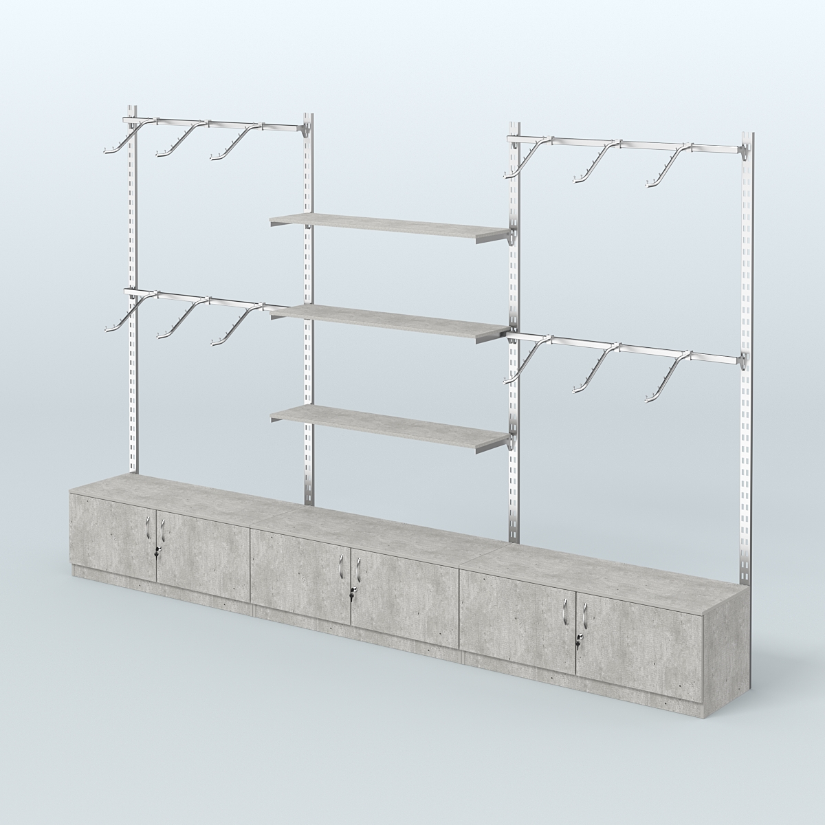 Система ГЛОБАЛ с поручнями под хром, полками и тумбами Т21 №6 (3600 мм) Метрополитан Грей
