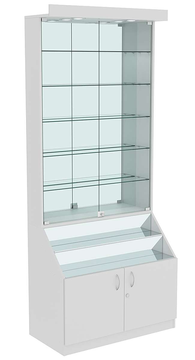 Витрина серии Эталон №1-3 (задняя стенка зеркало) Серый