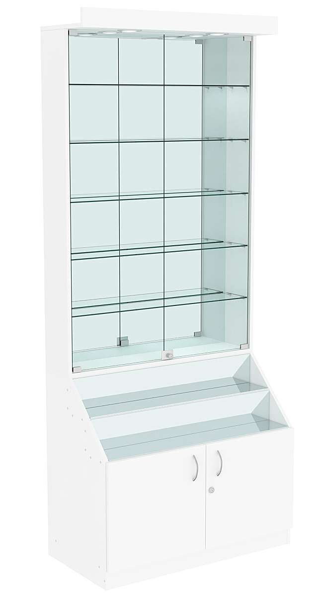 Витрина серии Эталон №1-3 (задняя стенка зеркало) Белый
