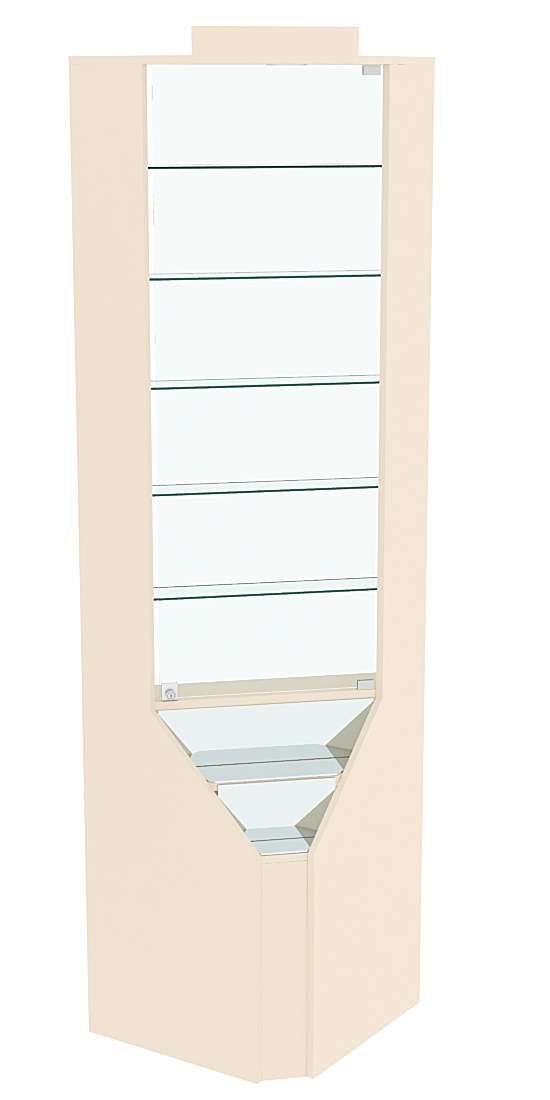 Витрина серии Эталон угловая №3-2 (Внутренний угол, задняя стенка - стекло) Крем Вайс