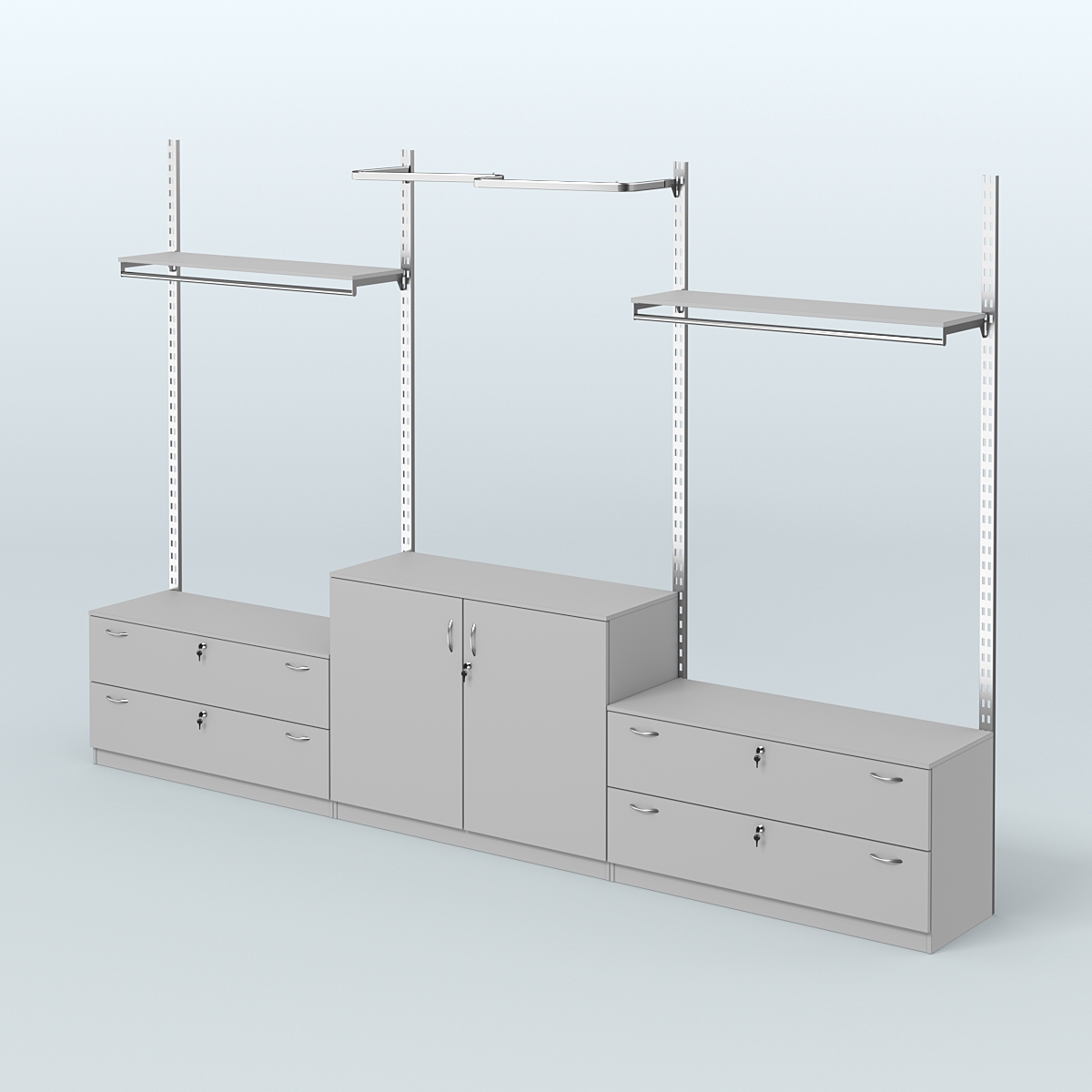 Система ГЛОБАЛ с М-образным и сборными поручнями с полками и тумбами Т12 и Т23 №7 (3600 мм) Серый