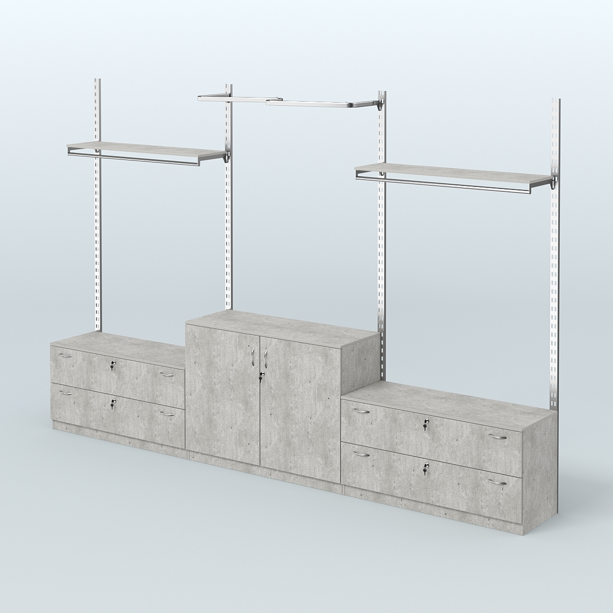 Система ГЛОБАЛ с М-образным и сборными поручнями с полками и тумбами Т12 и Т23 №7 (3600 мм) Метрополитан Грей