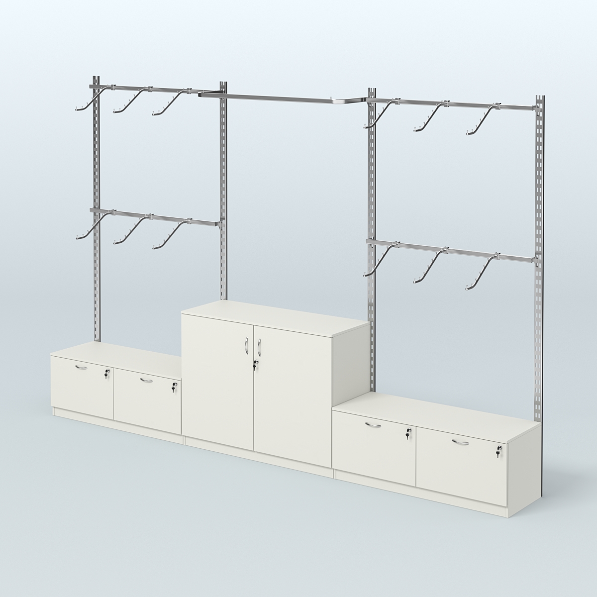 Система ГЛОБАЛ с хромированными поручнями и тумбами Т15 и Т23 №8 (3600 мм) Белый