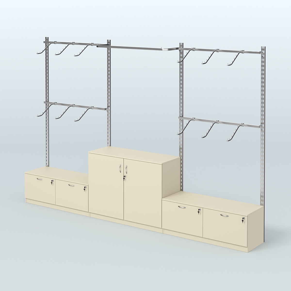Система ГЛОБАЛ с хромированными поручнями и тумбами Т15 и Т23 №8 (3600 мм) Крем Вайс