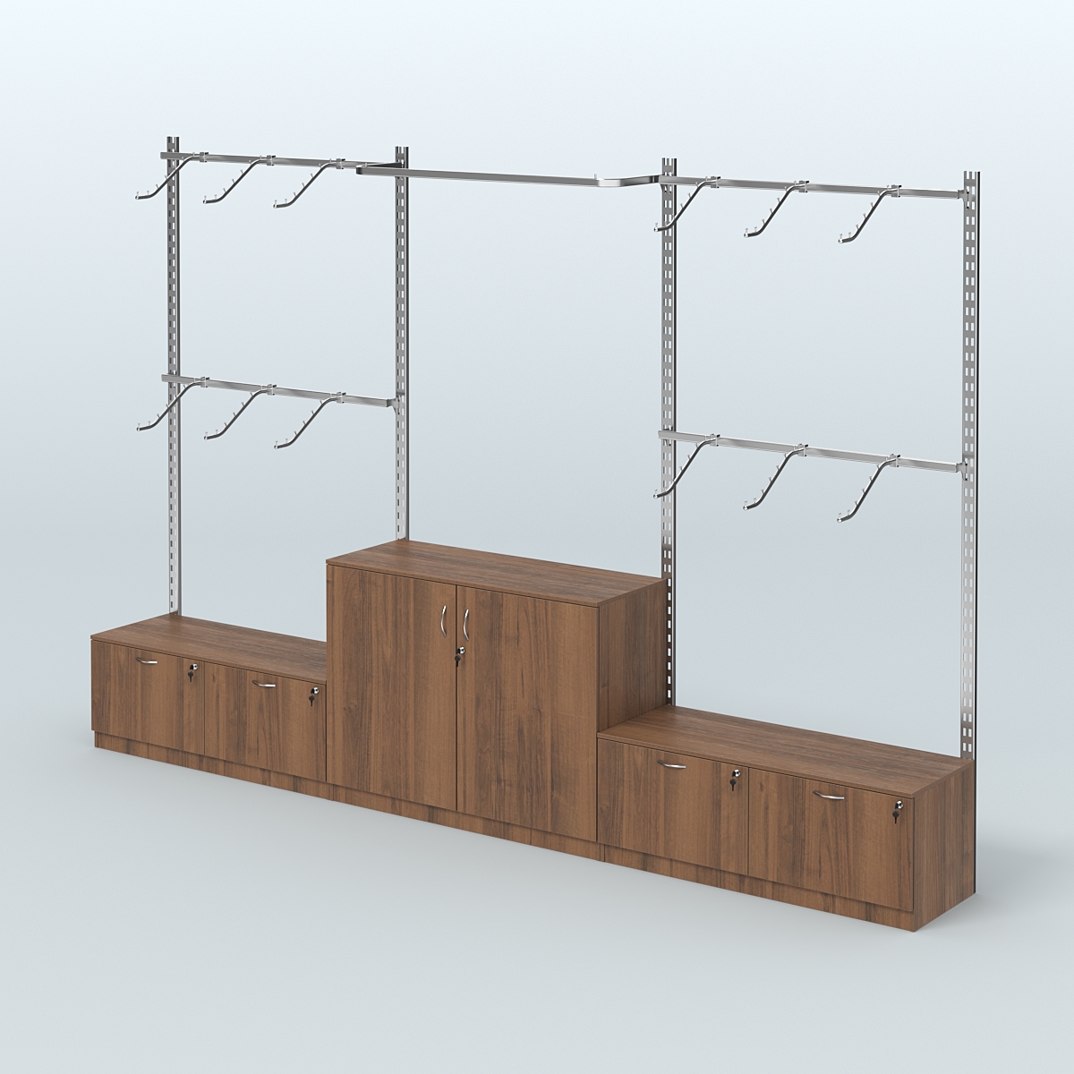 Система ГЛОБАЛ с хромированными поручнями и тумбами Т15 и Т23 №8 (3600 мм) Орех