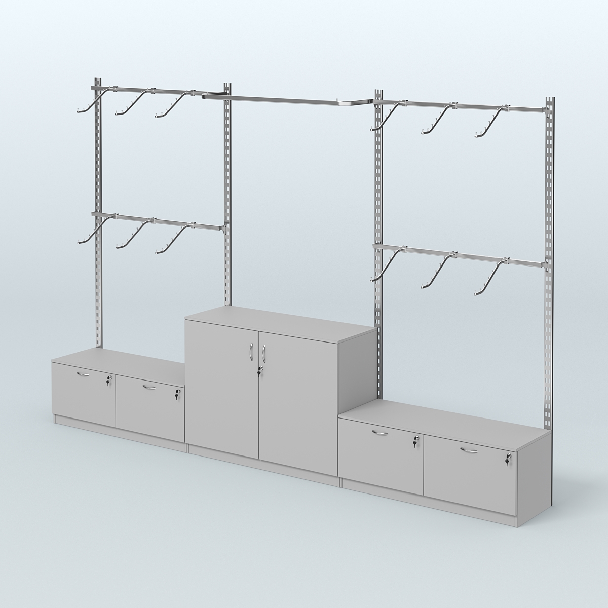 Система ГЛОБАЛ с хромированными поручнями и тумбами Т15 и Т23 №8 (3600 мм) Серый