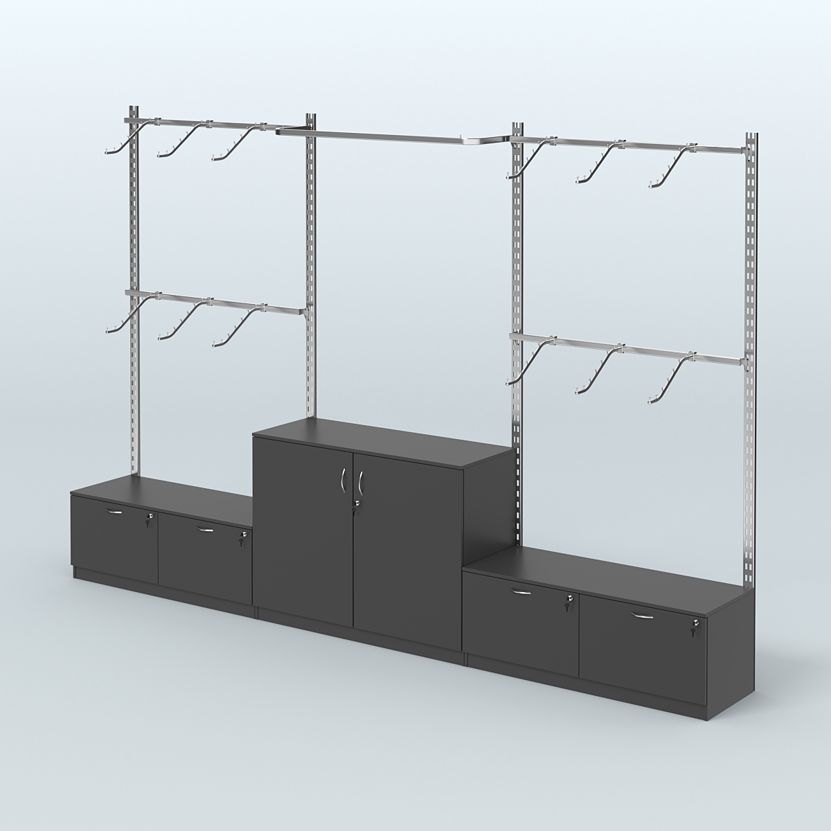 Система ГЛОБАЛ с хромированными поручнями и тумбами Т15 и Т23 №8 (3600 мм) Черный