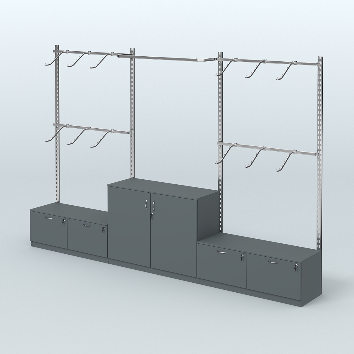 Система ГЛОБАЛ с хромированными поручнями и тумбами Т15 и Т23 №8 (3600 мм) Темно-Серый