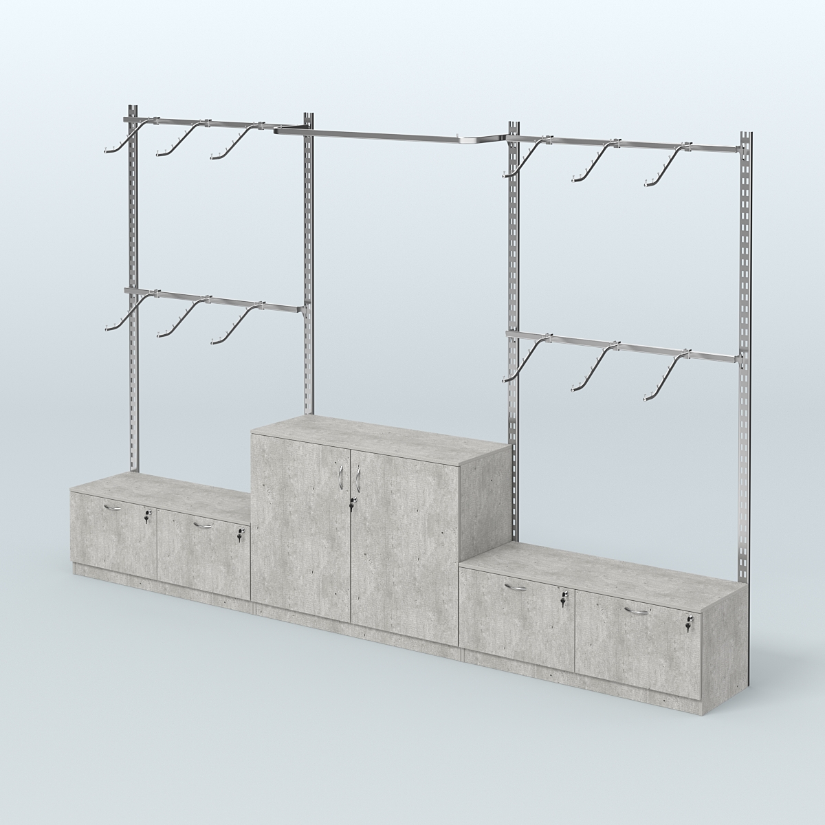 Система ГЛОБАЛ с хромированными поручнями и тумбами Т15 и Т23 №8 (3600 мм) Метрополитан Грей