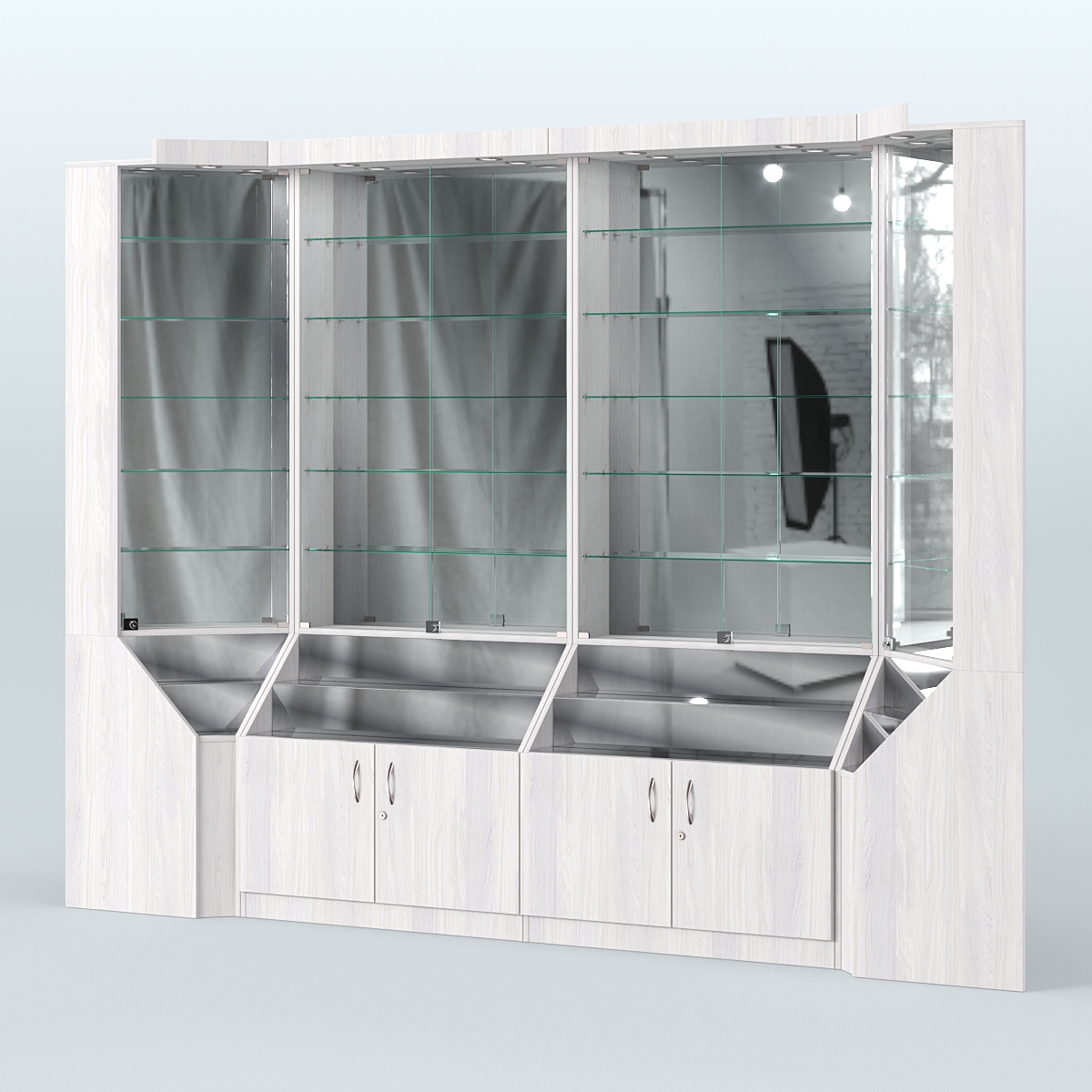 Павильон серии Эталон с зеркальными стенками  №2 Ясень Анкор светлый