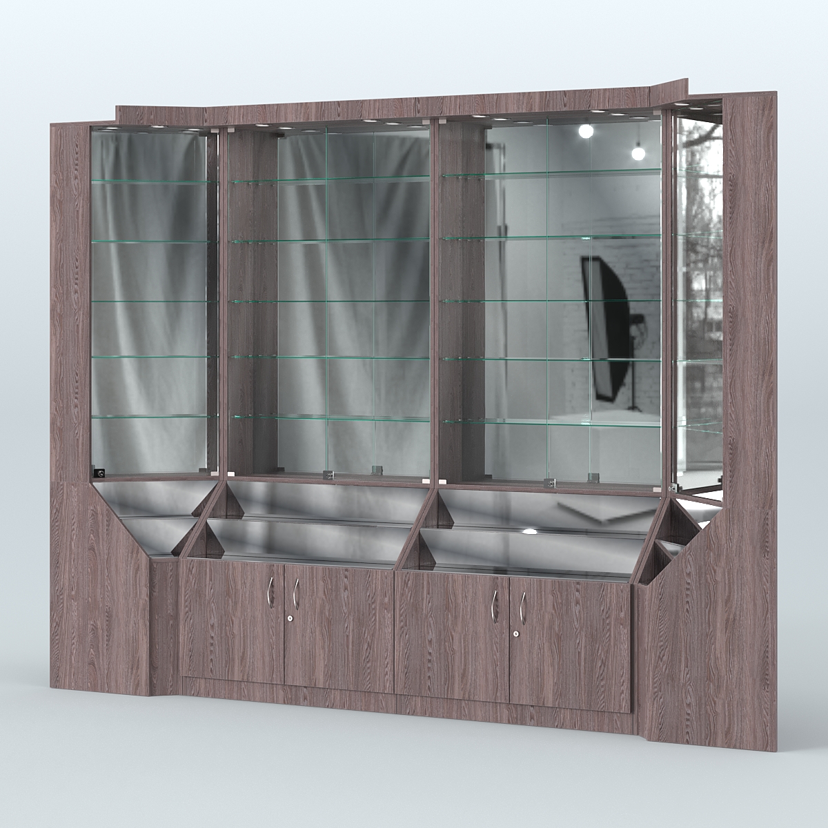 Павильон серии Эталон с зеркальными стенками  №2 Ясень Анкор темный