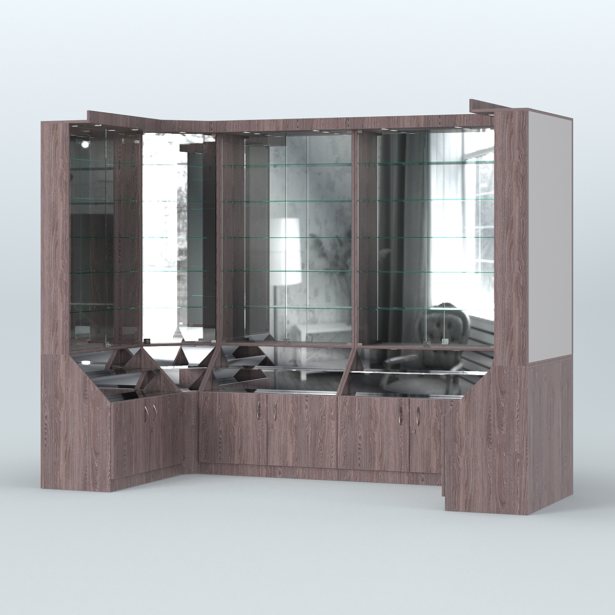 Павильон П-образной формы серии Эталон №3 Ясень Анкор темный