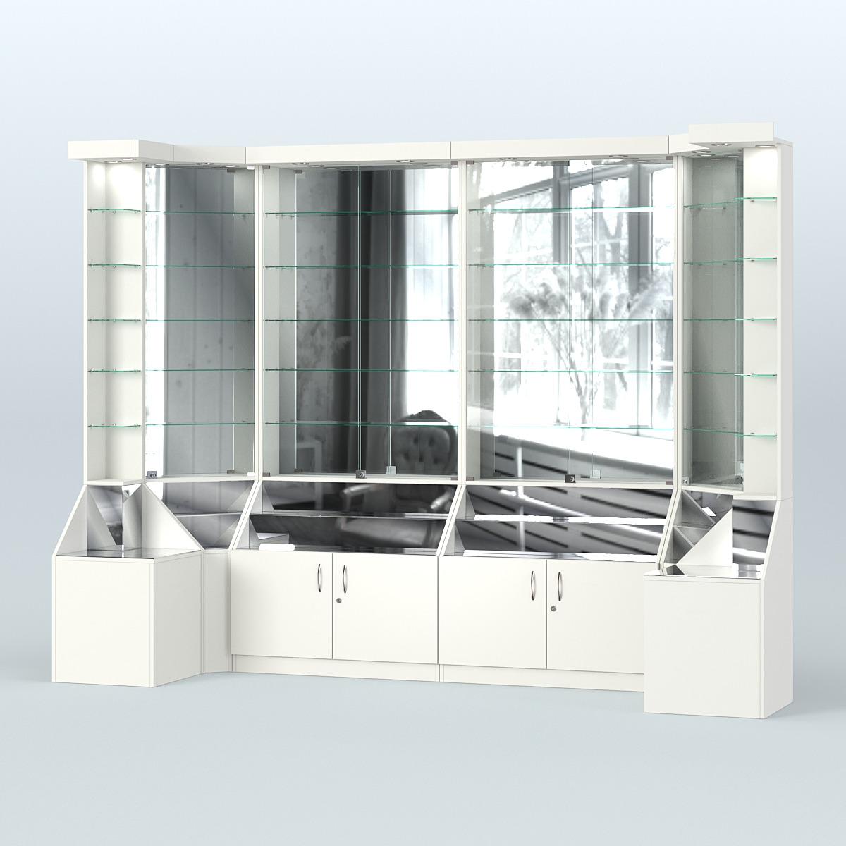 Павильон со стеклянными полками серии Эталон №4 Белый