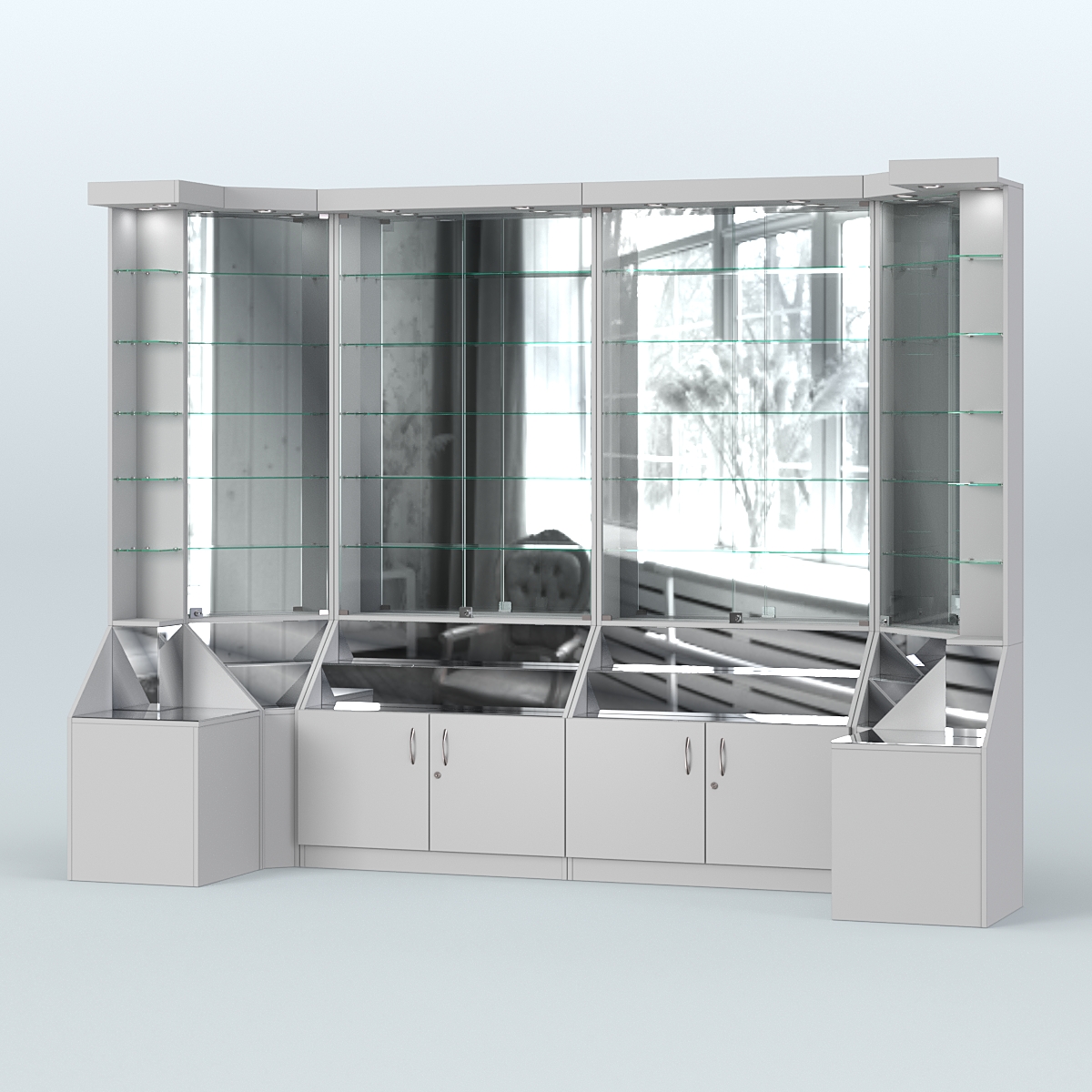 Павильон со стеклянными полками серии Эталон №4 Серый