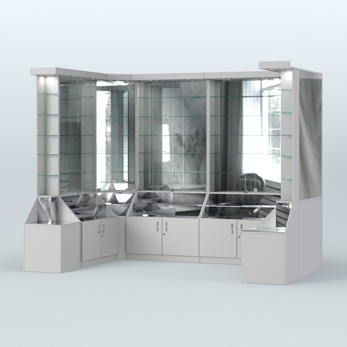 Павильон с прозрачными дверками серии Эталон №5 Серый