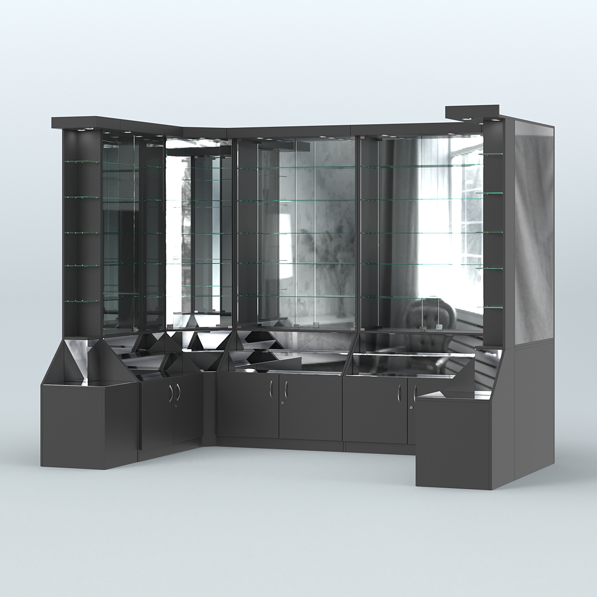 Павильон с прозрачными дверками серии Эталон №5 Черный