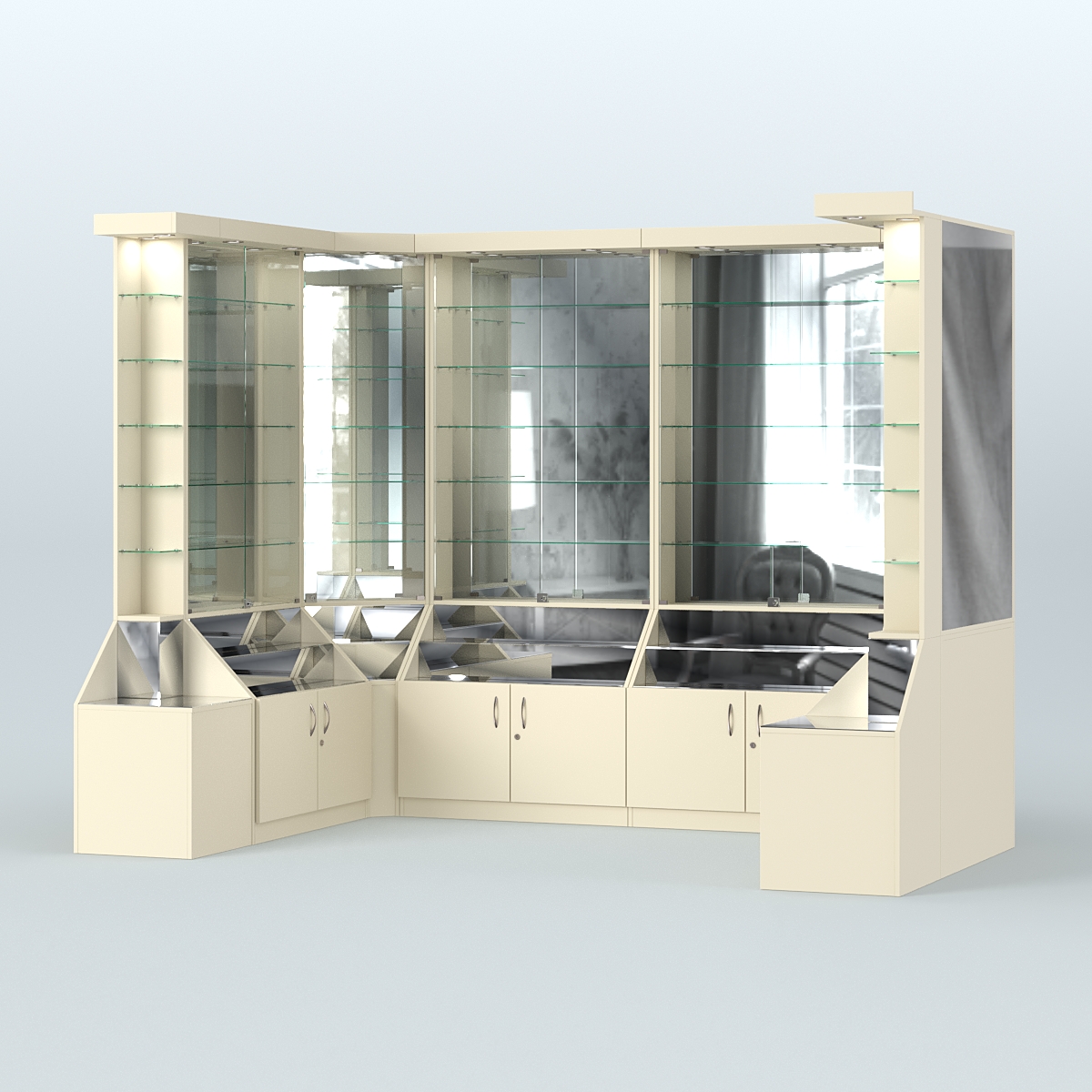 Павильон с прозрачными дверками серии Эталон №5 Крем Вайс