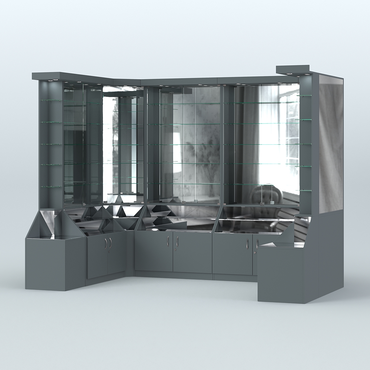 Павильон с прозрачными дверками серии Эталон №5 Темно-Серый