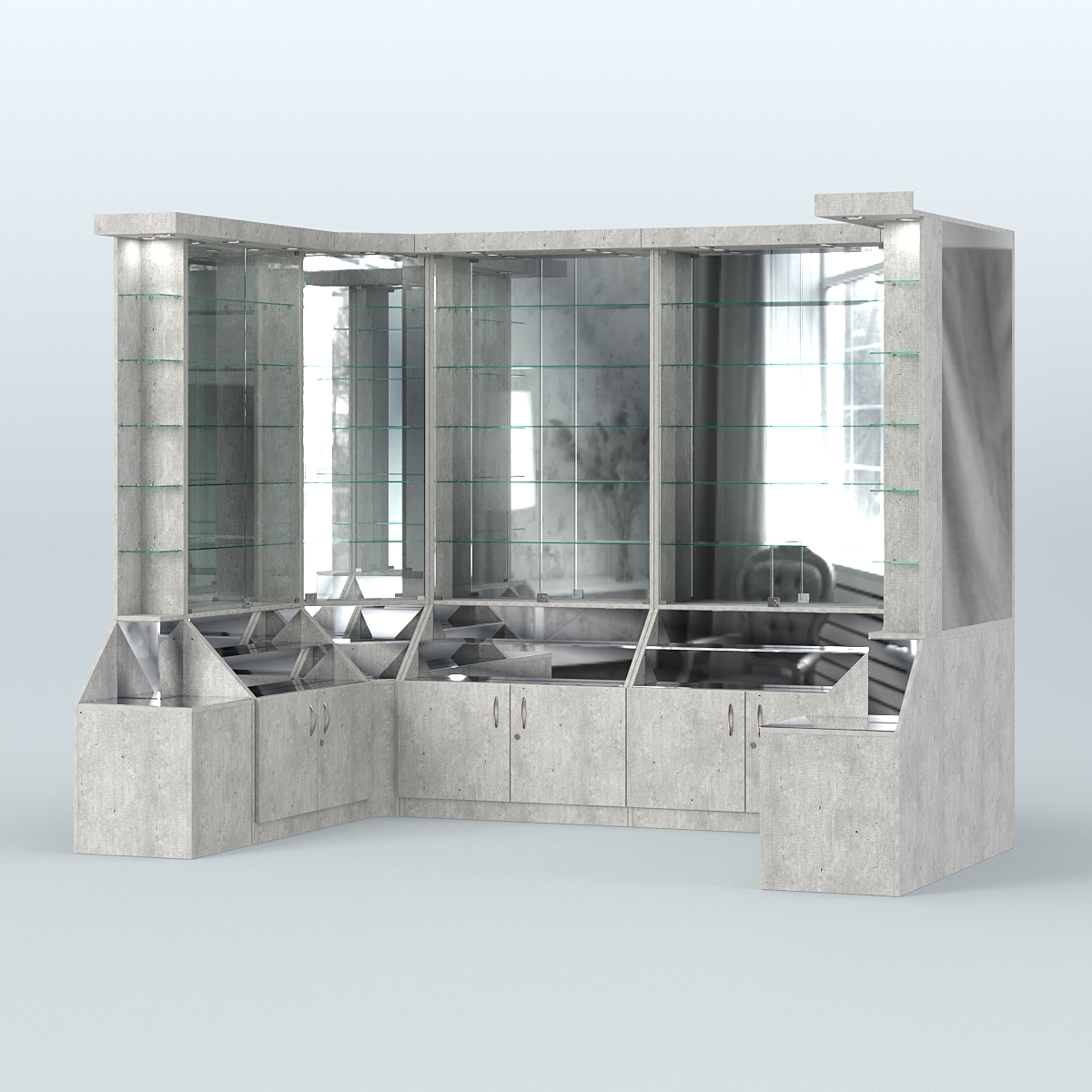 Павильон с прозрачными дверками серии Эталон №5 Метрополитан Грей