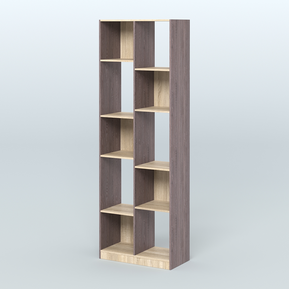 Стеллаж из ДСП серии ЛОФТ №8-1 Ясень Анкор темный и Дуб Сонома