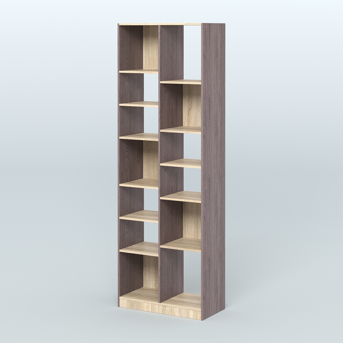 Стеллаж из ДСП серии ЛОФТ №8-2 с полками ДСП Ясень Анкор темный и Дуб Сонома