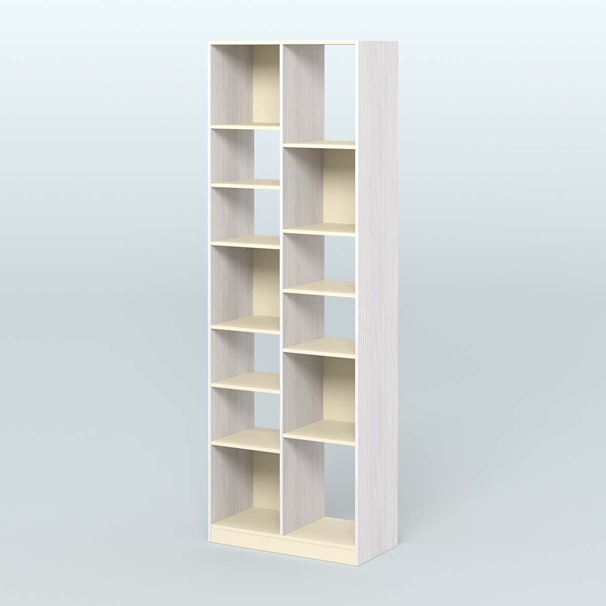 Стеллаж из ДСП серии ЛОФТ №8-2 с полками ДСП Ясень Анкор светлый и Крем Вайс
